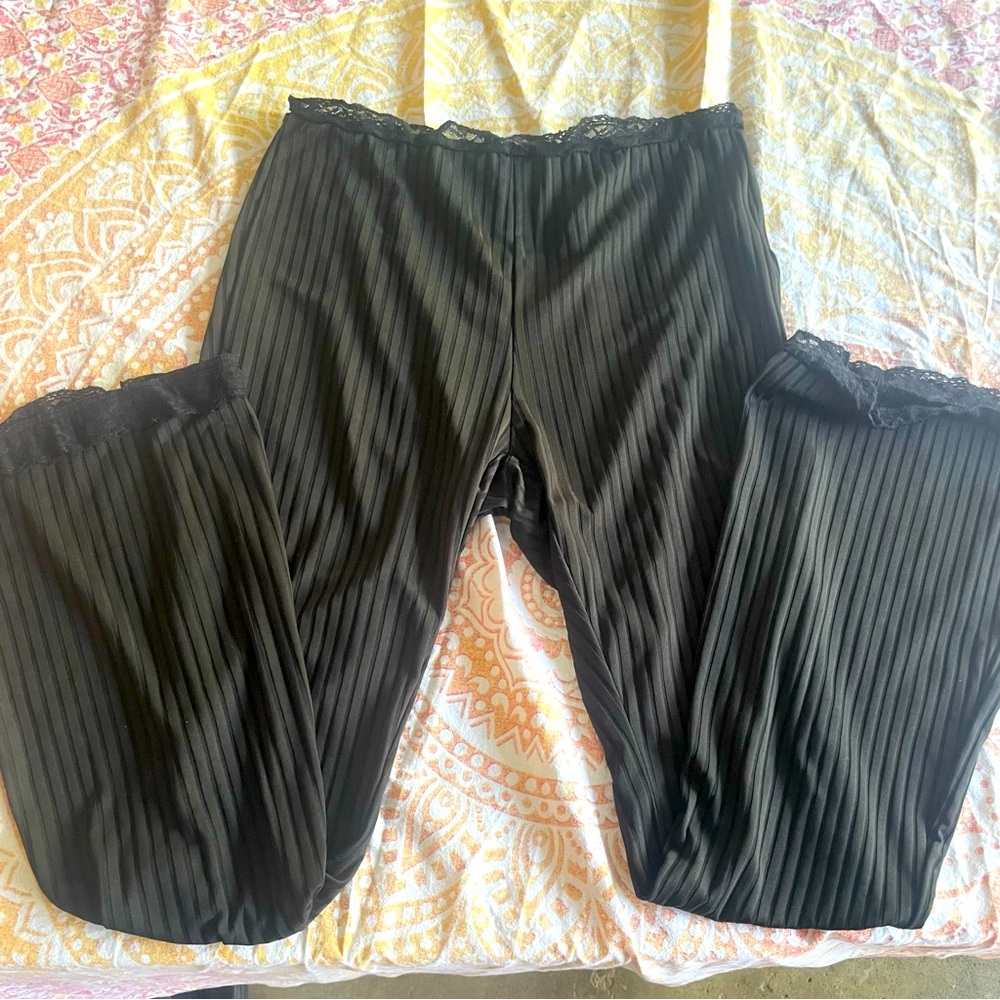 Lace Trim Flare Leg Pants